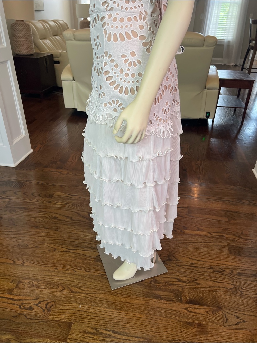 Elliatt Ivory Lace Cutout Tiered Maxi Dress - Picture 5 of 16